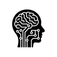 A silhouette of a human head is filled with circuit-like patterns that mimic the structure of a brain cutouts png