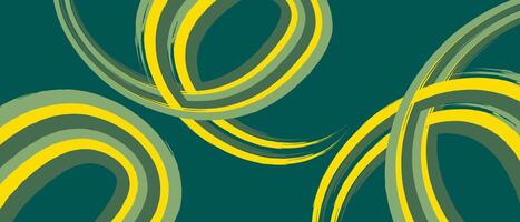Energetic abstract yellow and green loops on a dark green backdrop representing digital motion, creativity, and graphic flow for tech, art, or web design visuals vector
