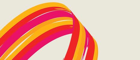 Vibrant abstract ribbon swirl on neutral background featuring dynamic curves in bright pink, red, orange, and yellow hues for modern graphic and digital design use vector