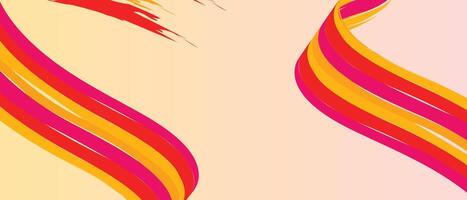 Abstract ribbon waves with orange, red, and pink hues on soft peach background evoking creativity, flow, and motion for modern design, decor, and digital artwork vector