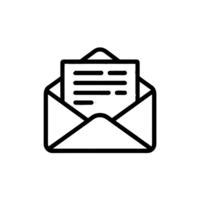 An outline of an open envelope with a letter partially visible inside cutouts png