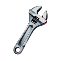 A metallic adjustable wrench is depicted with a shiny surface and distinct shadows, giving it a sleek and functional appearance cutouts png
