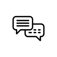 Two speech bubbles overlap, each containing different line patterns to suggest a conversation cutouts png