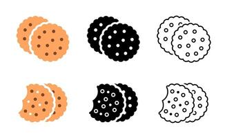 Cookie Icon and Element Set. Biscuit, Cracker, Snack Symbols in Flat Design vector