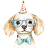 Dog with party and bow on transparent Background png