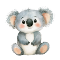 A cute watercolor koala on transparent Background png