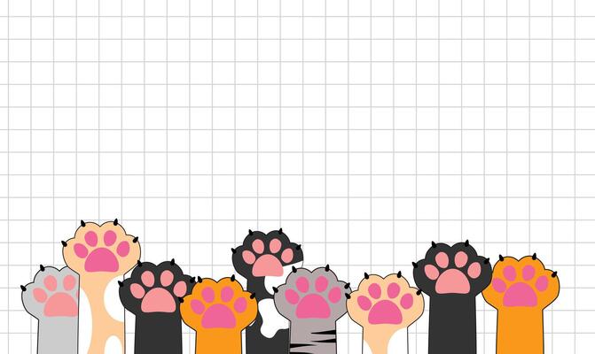Cat paw border, modern and cute, perfect for banners, cards, and decor. Grid background