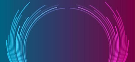 Glow neon blue purple minimal curved lines abstract tech background vector
