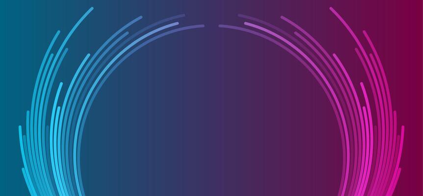 Glow neon blue purple minimal curved lines abstract tech background