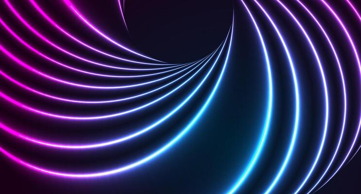 Blue purple 3d neon wavy lines abstract technology background
