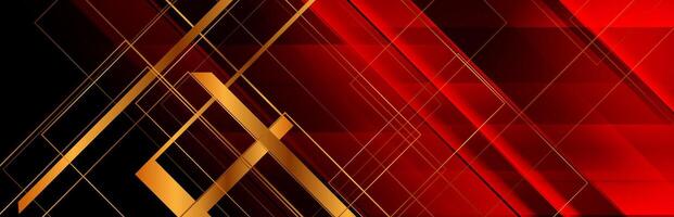 Dark red geometric abstract background with golden lines vector