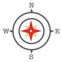 Compass icon in flat style navigation equipment on white background. vector