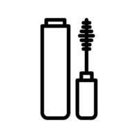 A tube of volumizing mascara and its wand. Volumizing mascara is a cosmetic product used to thicken and darken eyelashes, enhancing their appearance. vector