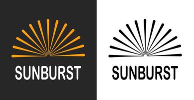 Sunburst with colors and black white style isolated on dual background. vector