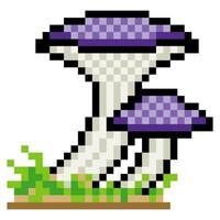 Mushrooms in pixel art style on white background vector