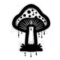 Mushroom with spray paint graffiti isolated on white background vector