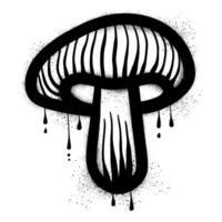 Graffiti mushroom with spray paint isolated on white background vector