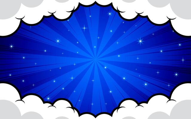 Pop art comic background with clouds. Cartoon