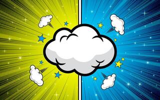 Comic frame versus clash with speech bubbles on background vector