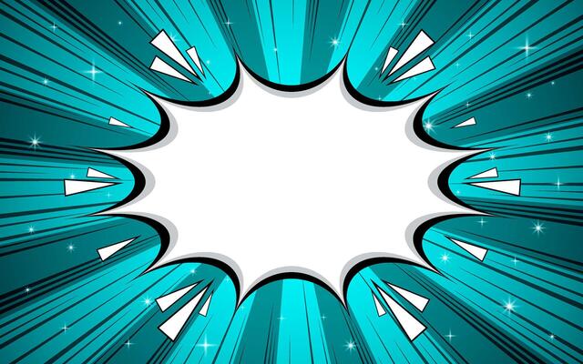 Radial lines retro comic background with speech bubbles