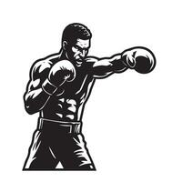 Boxing poses and actions set displaying strategic attack and defensive stances vector