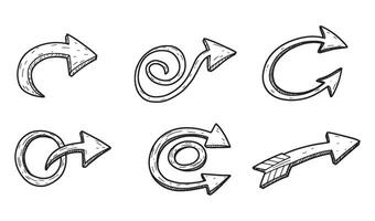 Creative Curved Arrow Bundle Featuring Hand Sketched Loops and Swirling Arrows vector