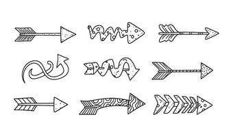 Hand Drawn Scribble Arrow Set with Artistic Curves and Unique Doodle Line Shapes vector