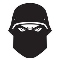 Ninja Helmet Silhouette Drawn for Ancient Warrior Poster Projects vector