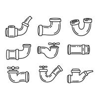 Pipeline joint icons pack with uniform plumbing shapes and configurations vector
