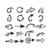 Line Style Bold Arrow Shape and Minimal Arrow Icon Set with Hand Drawn Arrows vector