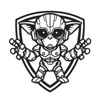 Robotic warrior emblem displaying futuristic armor-inspired features for tech branding vector