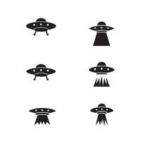 Minimalist Alien UFO Beam Light spacecraft icon set with UFO Abduction Scene art vector