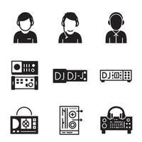 Club DJ Icon Design bundle showing turntables speakers and party elements vector