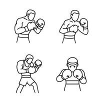 Boxing poses and actions featuring explosive knockout moments and reactions vector