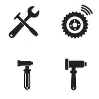 Garage Tools Icon Set with wrench oil change battery engine and wheel symbols vector