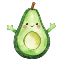 A happy avocado waving on transparent Background png