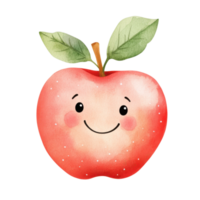 Cute smiling apple art on transparent Background png