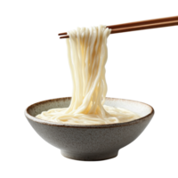 Udon noodles with broth on transparent Background png