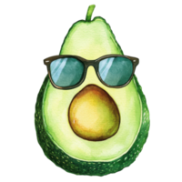 Avocado with sunglasses on transparent Background png