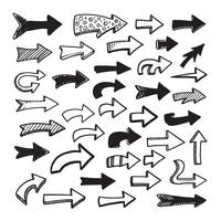 Creative Bold Arrow Shape Mixed with Minimal Arrow Icon Set and Sketched Arrows vector