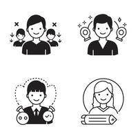 Meeting Group Icon Pack with Diverse Team Members Working in Office Settings vector