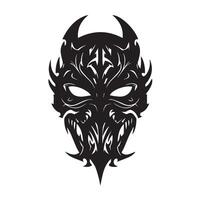 Ninja Helmet Silhouette with Shadow Details for Storyboard Projects vector