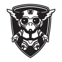 Robotic warrior emblem design featuring futuristic cybernetic elements and metallic accents vector