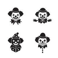 Happy clown graphic set includes smiling characters with hats and playful styles vector