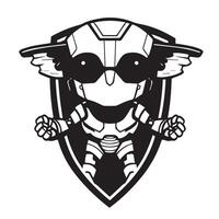 High-tech robot badge featuring intricate metallic textures and sci-fi robotic details vector