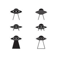 UFO Abduction Scene with Alien UFO Beam Light and spacecraft icon style set vector