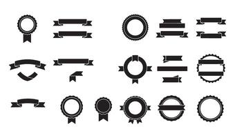 Hand Drawn Ribbon Art Set with Decorative Swirls and Classic Ribbon Forms vector