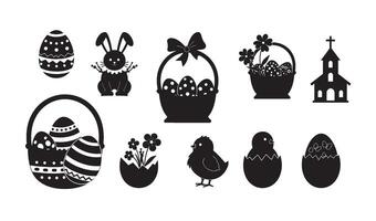 Timeless Easter Elements Icon set with classic springtime symbols vector