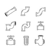 Industrial pipe icon bundle of bold pipe connections in different positions vector
