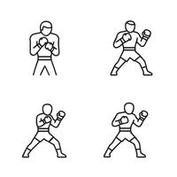Boxing illustrations collection presenting diverse fighting styles and approaches vector